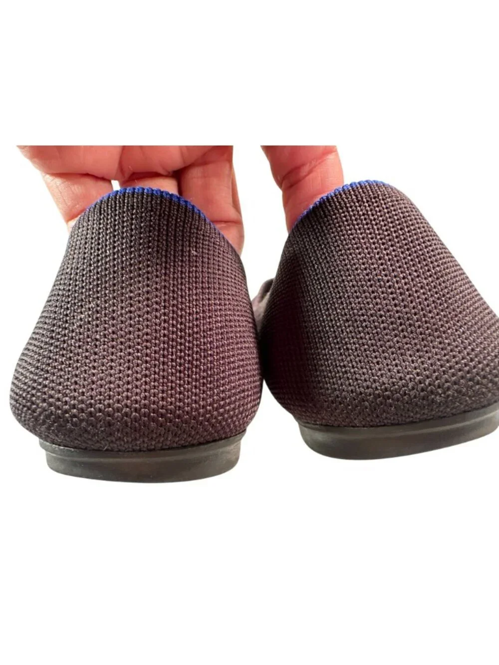 Rothys Ballet Flat Shoes Womens Electric Blue Halo Round Toe Knit Fabric Size 9
